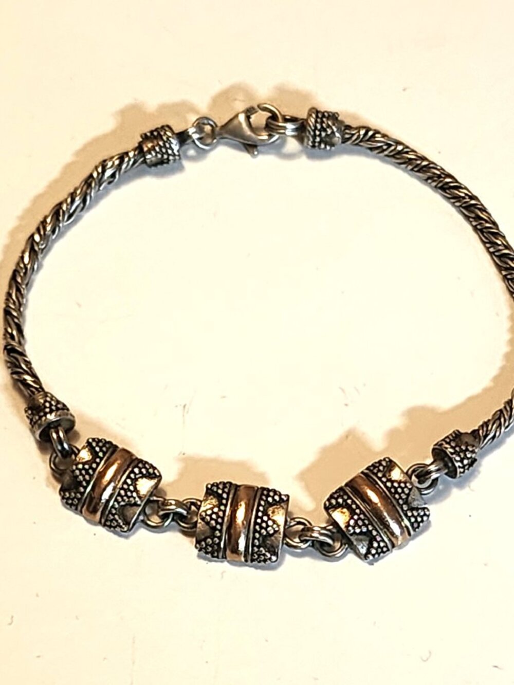 Vintage Balinese Sterling  925 & gold Two-Tone  Bracelet • Caviar Beadwork